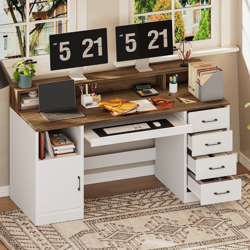 Walnut computer desk with - desk,